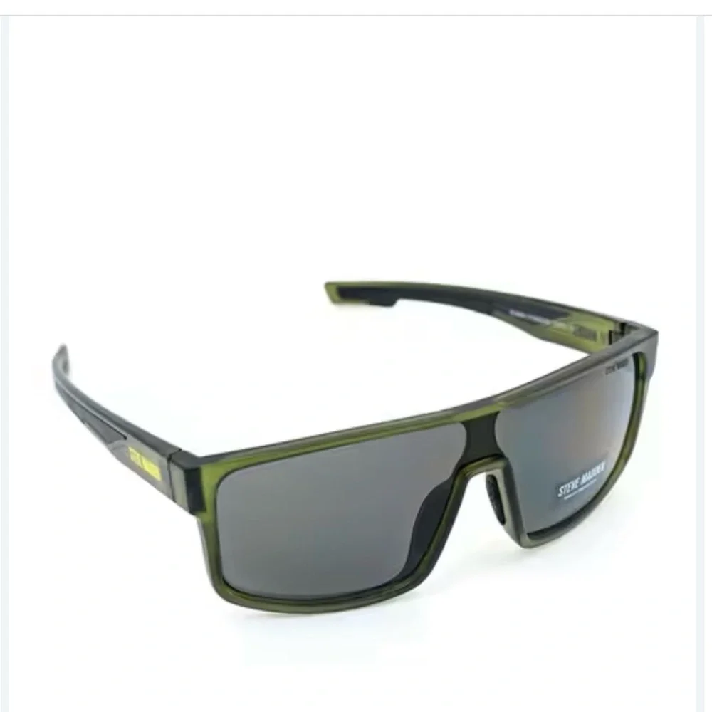 Steve Madden Shield Sunglasses Green Black Wrap Sport Style UV Protection New